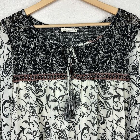 Lovestitch Mixed Print Floral Boho Black White Women’s Dress Size Medium Artsy - Picture 3 of 8